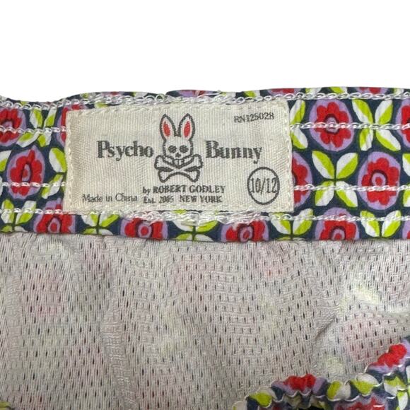 Psycho Bunny Swim Trunks Pink Purple Blue Green Youth Boy 10/12 - Picture 2 of 4